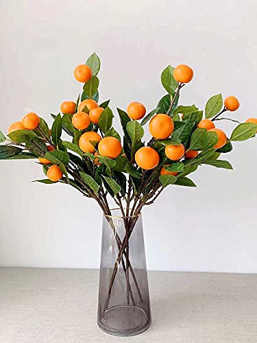 Branches de Mandarine Artificielles, Branche D'orange de Simulation, Branches D'orange de Simulation de 25,6 Pouces, Tiges de Cueillettes de Fruits avec Feuilles Vertes pour Arrangement de Fleurs(#1)