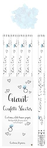 Henbrandt Single Giant 80cm White Confetti Cannon with White Biodegradable Paper Confetti Shooter Bridal Celebration Wedding Anniversary Baby Shower Party Supplies Confetti Decorations