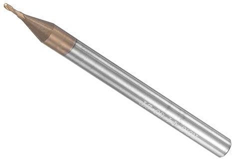 CoCud Ball Nose End Mill, 0.5mm Radius 4mm Shank 50mm Length, AlTiN Coated M30 Tungsten Carbide 2 Flutes Milling Cutter Bit - (Applications: for Stainless Steel Hardened Steel)
