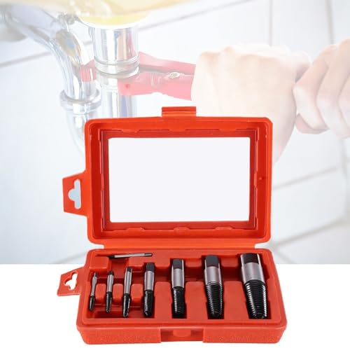 del Removedor del Taladro 8 Piezas de Extractor de Tornillos de Tubera de Agua Rota y Daada, Kit de Extraccin Fcil, Caja con Forma de Rosca Profunda y Ancha de Acero para Gewindebohrer-Auszieher