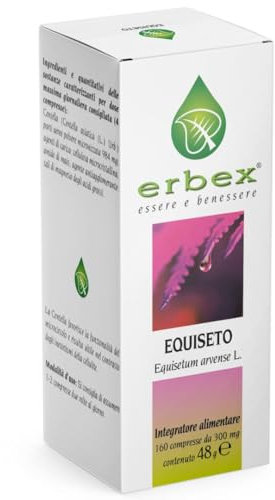 ERBEX - Integratore Equiseto Puro per Capelli, Pelle e Unghie Anticaduta e Accelera la Crescita dei Capelli per Donna e Uomo Migliora Acne e Psoriasi Ricco di Vitamine