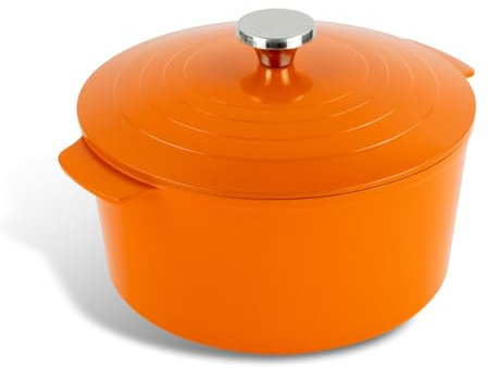 Scoville EXPERT Neverstick+ Cocotte ronde de 26 cm avec couvercle, profonde et antiadhésive, pour plaque de cuisson et four, en aluminium léger et épais, passe au lave-vaisselle, sans PFOA, orange