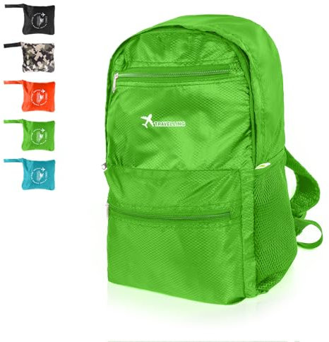 Moorle Faltbarer Rucksack Ultraleicht, Wasserdicht Tagesrucksack Zum Falten, Grün Rucksack Damen Klein, Wanderrucksack Für Damen Herren, Leichter Daypack Wandern, Faltbar Rucksack 15L Für Reise