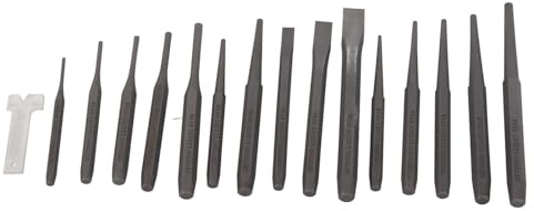 lyrlody Set di 16 scalpellini centrati a grano, a forma di centro, conico, a freddo, punzonatura, allineamento, meccanico, timbratura meccanica, scalpello per finitura, dadi arrugginiti