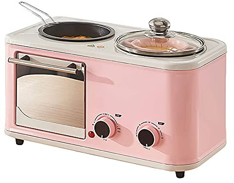 TEmkin máquina de Desayuno Multifuncional Máquina de Desayuno 4 en 1 Mini Horno eléctrico multifunción Tostadora Tostadora de Pan, para Asar, Hornear, Huevos Duros, Huevos fritos, fácil de Usar