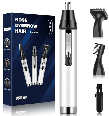 Tondeuse Nez Oreille- 3 en 1 USB Rechargeable Tondeuse électrique Pour le Nez et les Oreilles,Tondeuse à Sourcils Indoloreet Professionnelle Pour les Hommes et les Femmes facile à nettoyer