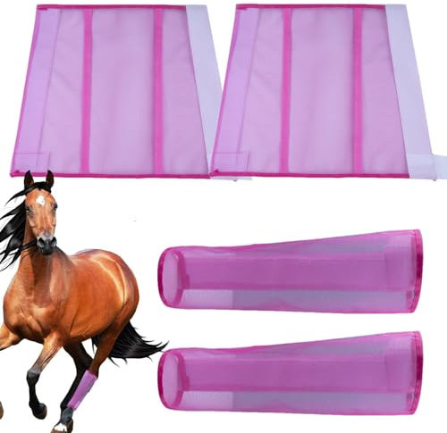 Pferdegamaschen 4er-Set, Fliegengamaschen für | Wiederverwendbare Leggins - Fliegenstiefel, atmungsaktives Mesh für Komfort, lindert die Ermüdung der Beine und reduziert das