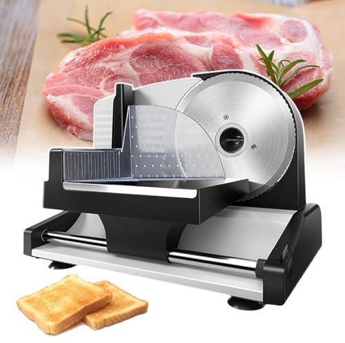 pealiritansemen Cortadora De Carne Eléctrica De 200 W, Cortadora Comercial De Carne De Res Y Cordero, Cuchilla Extraíble De Acero Inoxidable De 190 Mm, Cortadora De Pan, para Tiendas De Postres