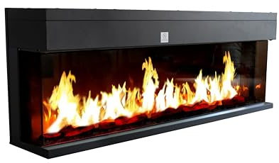 CHEMIN'ARTE Chimenea eléctrica empotrable 150cm con calefacción, Efecto de Llama Leds 3D- Chimenea Decorativa, bajo Consumo, de Pared - 3 Vistas y Opciones de instalación