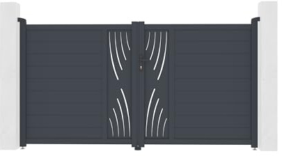 Casanoov Doppelflügeltor aus Aluminium 3m VELETA H.160cm grau