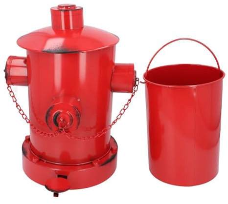 OPPWONG Bote de Basura Retro, Hidrante de Hierro Bote de Basura Caca de Perro Bote de Basura Exterior Pedal de Pie Contenedores de Basura para Interiores y Exteriores para Basura de (Rojo)