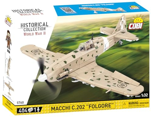 COBI Macchi MC.202 Folgore, 10.4 inches, Neutrale Farben (Grau, Braun, Grün), Dunkelgrün