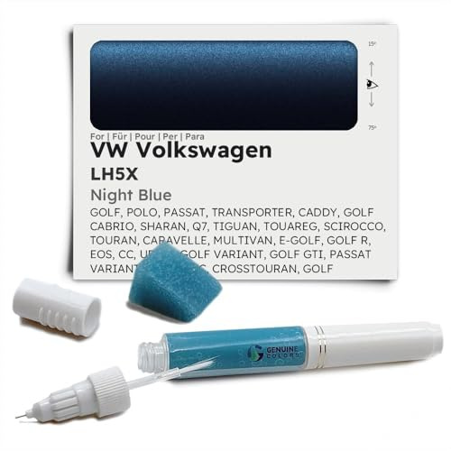 Genuine Colors Lackstift Night Blue LH5X für VW Volkswagen Blau Golf Polo Passat Transporter Caddy Cabrio Sharan Q7 TIGUAN Touareg Scirocco TOURAN CARAVELLE MULTIVAN E-Golf R EOS CC UP T5 Variant GTI