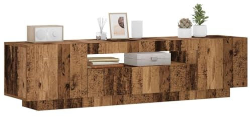 Homgoday Arredo LED TV-ställ antikt trä 160 x 35 x 40 cm Spånskiva, TV-skåp TV-skåp lågt TV-skåp för vardagsrumsbord industriellt TV-ställ vardagsrum
