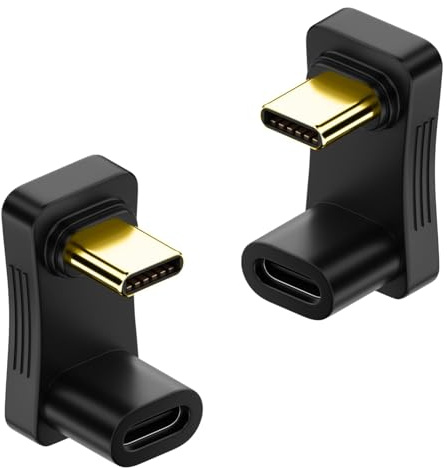 Domicubes 2PCS 180 Degree USB C Adapter, Type C Male to Female Power Data Video Adapter, U Shape, USB C Extender, Compatible with Laptop, Macbook, Steam Phone