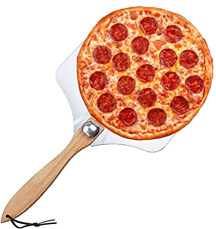 Pala per pizza con manico in legno, pala per pizza pieghevole, lavabile, grande spatola in alluminio, per forno per pizza, pane, pasticcini, torte