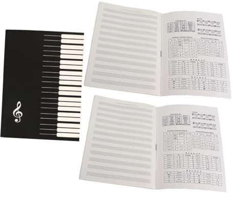 Notenheft für Musikübungen -pack Schwarz aus Papier | 3 Stück, Wiederverwendbar, für Songs und Partituren, Abreißseiten, für Draußen