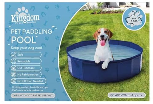 eBoutik - Summer Pet Cooling Splash - PVC Dog Swimming Pool, Garden Hose Connection - Foldable Inflatable Puppy outdoor Play Mat for Summer Beach, Garden or Backyard (Paddling Pool 80cm x 21cm)