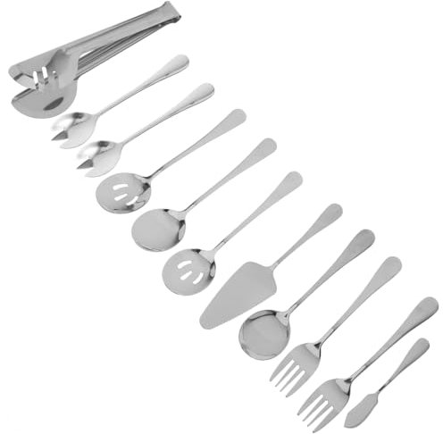Alipis Set Couvert Table Acier Inoxydable Ustensiles Cuisine INOX Réutilisables avec Cuillères Et Fourchettes De Service Couverts Robustes pour Restaurant Western Et Repas Festifs