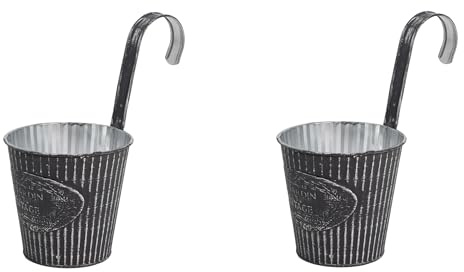 DARO DEKO Metall Hängetopf grau Ø 13cm - 2 Stück Blumentopf hängend Balkon Übertopf