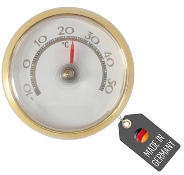 Lantelme Thermomètre de réfrigérateur autocollant - Affichage de la température de -10 °C à 50 °C - Diamètre réglable de 5,2 cm - Couleur or - Thermomètre analogique rond pour réfrigérateur et vin (1)