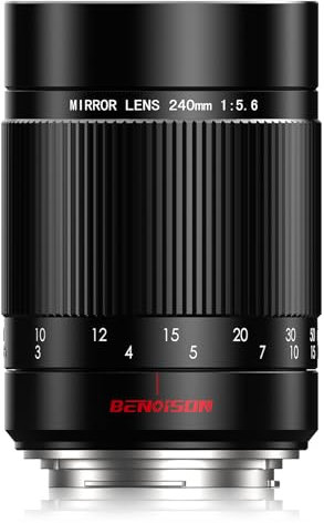 Objetivo de Espejos - 240mm f/5.6 para Canon EF, Enfoque Manual (MF), Teleobjetivo para Canon 4000D 2000D 1500D 1300D 1200D 850D 800D 750D 600D 500D 250D 90D 80D 77D 6D 5D 1D (Montura EF/EF-S)