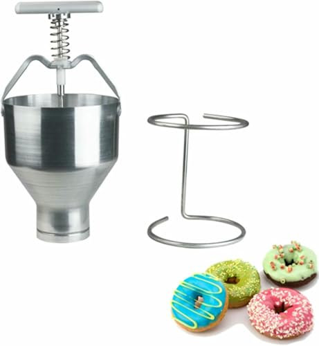 Stainless Steel Manual Donut Depositor, 6 Thicknesses Adjustable Doughnut Maker,with Stand,for Home & Commercial Use