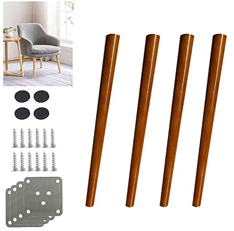4 gambe per armadietti in rovere massello, piedini per mobili da 80 cm, per tavoli da pranzo, divani e sedie, elegante design a cono, accessori di ricambio in legno marrone, accessori di ricambio per