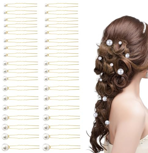 Classicseali 36 Pcs Pearl Hair Pins,U Shaped Pearl Pins for Hair for Bridal Hairs Accessories, Wedding Hairs Pearls for Brides Bridesmaid Women's Styling