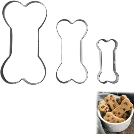 Quesuc Ausstechformen Knochen, 3 Stück Edelstahl Plätzchenausstecher, Keksausstecher Cookie Cutter Geschenke Für Hunde-Kekse Oder Leckerlis Backen Basteln