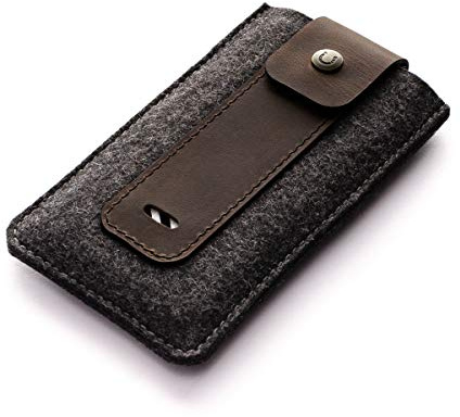 Crazy Horse Craft Hülle für iPhone 17 Pro Max, Leder mit Wollfilz Tasche | Vintage Schutzhülle aus Rindsleder und weichem Filz; bewahrt vor Kratzern und Stößen, handgefertigt in Europa, Geschenkidee