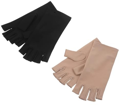 FONDOTIN 2pares Guantes de Belleza Protección Solar Mitones sin Dedos para Uso Doméstico y Exterior Guantes UV para Uñas