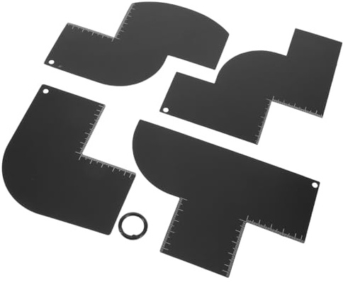 NUOBESTY Set di Schede per Modellare Barba e Attaccatura Chioma Righello Misuratore Strumento Guida Professionale Riutilizzabile per Taglio e Design Barba Uomo Accessori Parrucchiere per