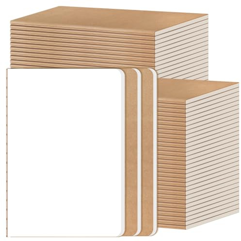 RITOLLO 52-pack A5 tomma anteckningsböcker, kraftpapper omslag dagböcker, premium tomma skrivblock för att rita skissa kreativa projekt
