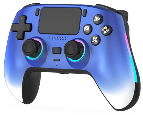 IWGAME Wireless Controller for PS-5/PC, Gamepad Built-in Mic with 2 Back Buttons Support Remap/Combo Functions,Hall Effect Trigger &Joysticks, Motion Control, 3.5mm Headphone Jack, Cool RGB Light(Blue)