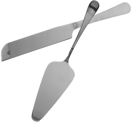 Beavorty Coltello da Torta in Acciaio Manico lungo Spatola Set per Taglio e Servizio Dessert Feste e Occasioni Speciali