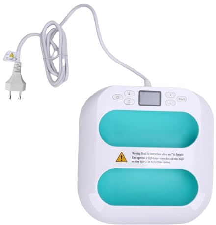 Generic Pressa di Calore Portatile Versatile Piccola Macchina per il Trasferimento di Calore per Magliette Borse Cuscini con Tempo e Temperatura Regolabili per Appassionati di Fai da Te e Artigiani