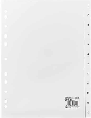Soennecken Register 2116 DIN A4 1-12 volle Höhe PP weiß