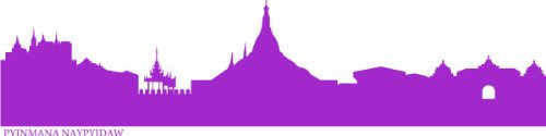 INDIGOS UG - Wandtattoo Wohnzimmer - Wandaufkleber Naypyidaw (Myanmar) 120x27 cm - Flieder e605 Skyline Stadt - Aufkleber Kinderzimmer Schlafzimmer Küche Badezimmer Büro Dekoration