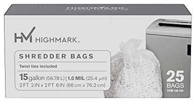 Highmark Shredder Bags, 1 mil, 15 Gallons, Clear, Box Of 25, DP00704
