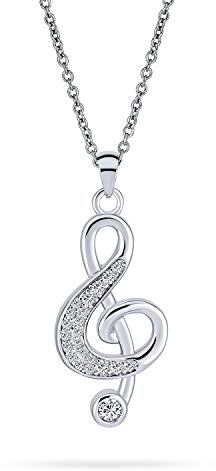 Bling Jewelry Musiklehrer Schüler Pave Cubic Zirkonia CZ Musiker Violinschlüssel Musiknoten Anhänger Für Frauen Teenager Versilbert