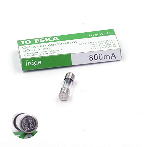 10x Fusible temporisé (T) en verre 800mA / 250VAC 5x20mm