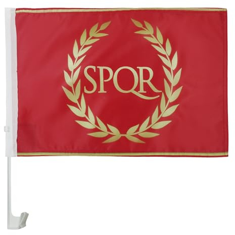 AZ FLAG Autofahne Römische Kaiserzeit 45x30 cm Rom Mesh-Polyester Saugnapf | Für außen Autoflagge genähte wetterfeste Ausführung mit Kunststoffstab