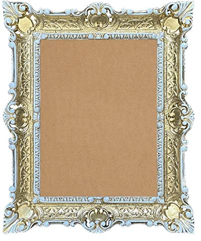 Lnxp BILDERRAHMEN BAROCKRAHMEN mit GLAS 56x46cm RECHTECKIG REPRO Bilder für 30x40cm oder 40x30 cm BAROCK ANTIK (Gold Weiß Dualcolor) 50TR
