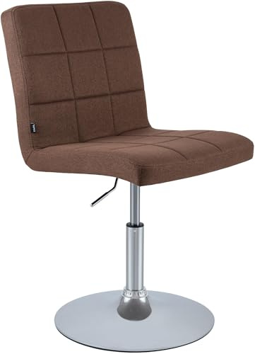 CLP Esszimmerstuhl höhenverstellbar Ricky, drehbar mit Stoffbezug, 360° Sitzfunktion, Trompetenfuß, Metallgestell in Chromoptik Farbe braun