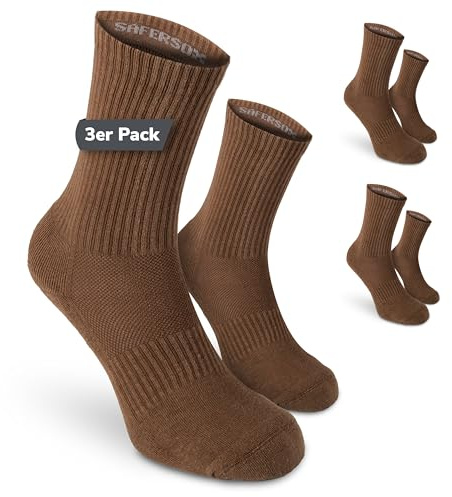 Safersox Chaussettes Anti-Moustiques, 3 Paires, Moka, 39-42, Femme & Homme | Chaussettes de sport imprégnées anti-moustiques : protection anti-tiques & moustiques pour voyage, outdoor, safari, Afrique