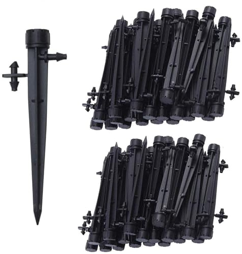 Kalolary - 100 goteros de sistema de riego, emisores de goteo ajustables a 360 grados, con conector para tubo de 4/7 mm, goteros de riego de flujo de agua para lechos de flores, jardines y césped