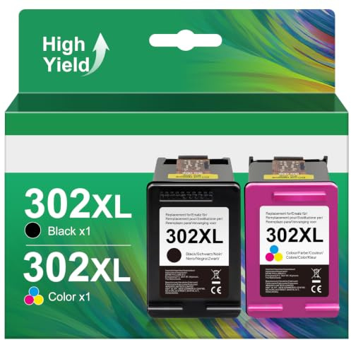 302XL 302 XL Patronen Kompatibel für HP 302 Druckerpatronen Multipack Schwarz Farbe für HP Envy 4525 4520 Officejet 3831 5230 Deskjet 3630（Schwarz,Farbe）