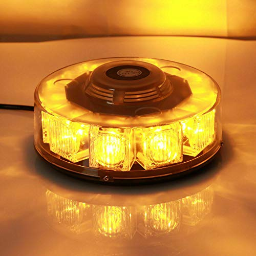 Riloer Luz Estroboscópica de Advertencia de Policía de Emergencia Intermitente de Techo Magnético de Alta Potencia de 24 LED de 30 W para Techo de Barco de Coche (Ámbar)