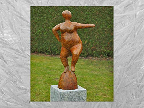 IDYL Bronze-Skulptur Große Frau orange heiße Patina | 107x35x60 cm | Moderne Bronze-Figur handgefertigt | Gartenskulptur - Wohnbereich-Dekoration | Hochwertiges Kunsthandwerk | Wetterfest